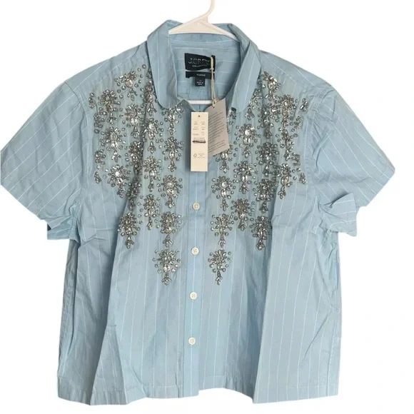 J.Crew Collection Light Blue Striped Shirt - Picture 3 of 5